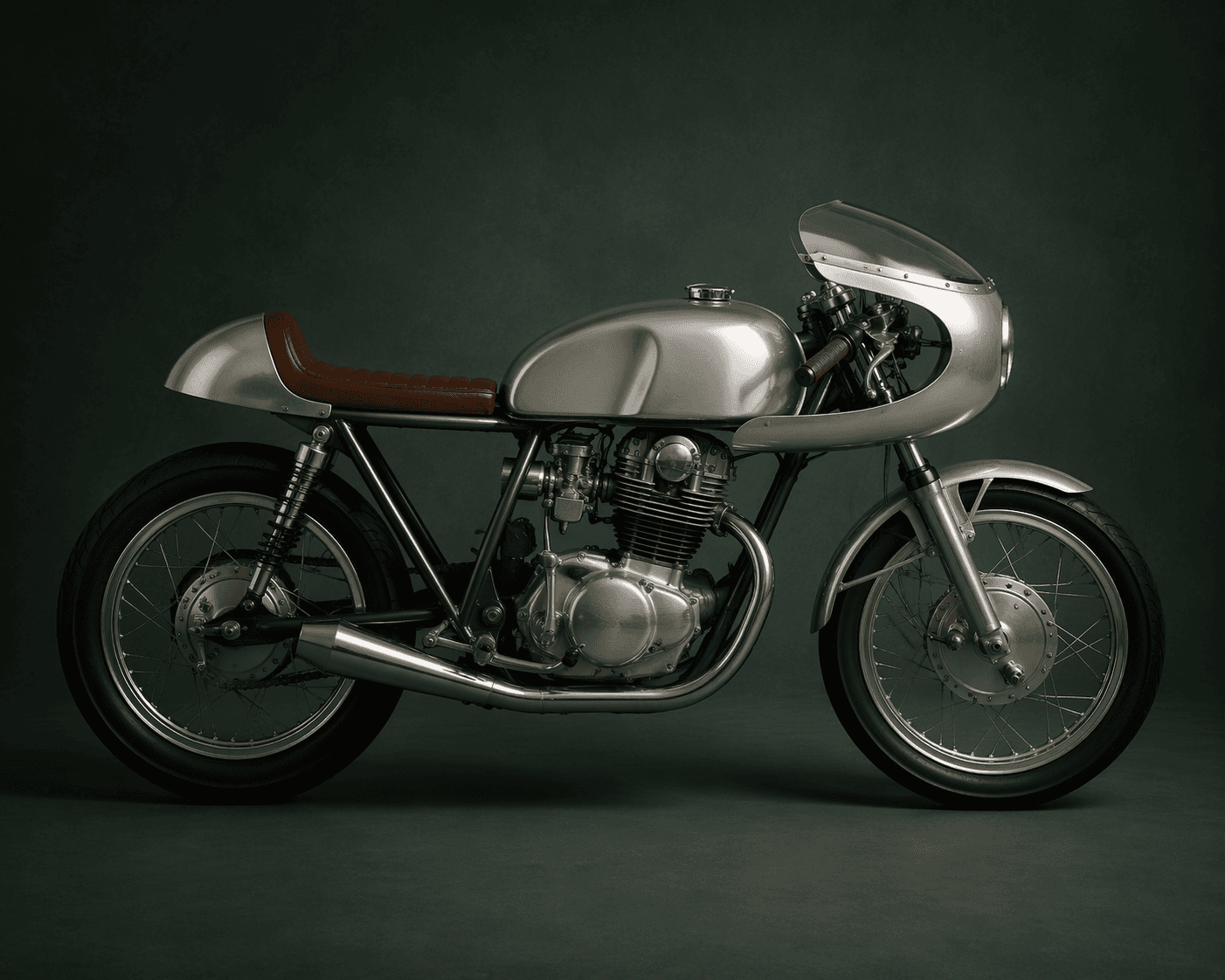 Classic racing motorcycle in a studio.